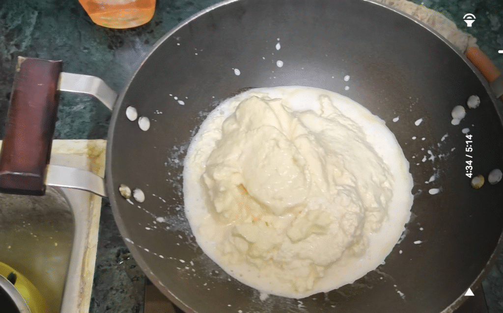 Cooking the butter on low flame